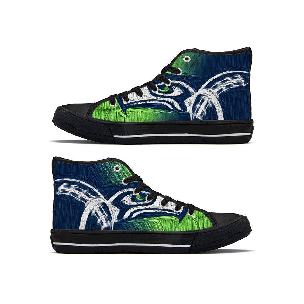 Women's Seattle Seahawks High Top Canvas Sneakers 002 Women's Seattle Seahawks High Top Canvas Sneakers 002